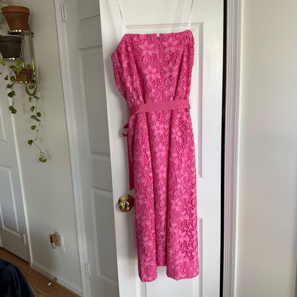 Lilly Pulitzer Pink Floral Lace Strapless Midi Dress - Picture 8 of 8
